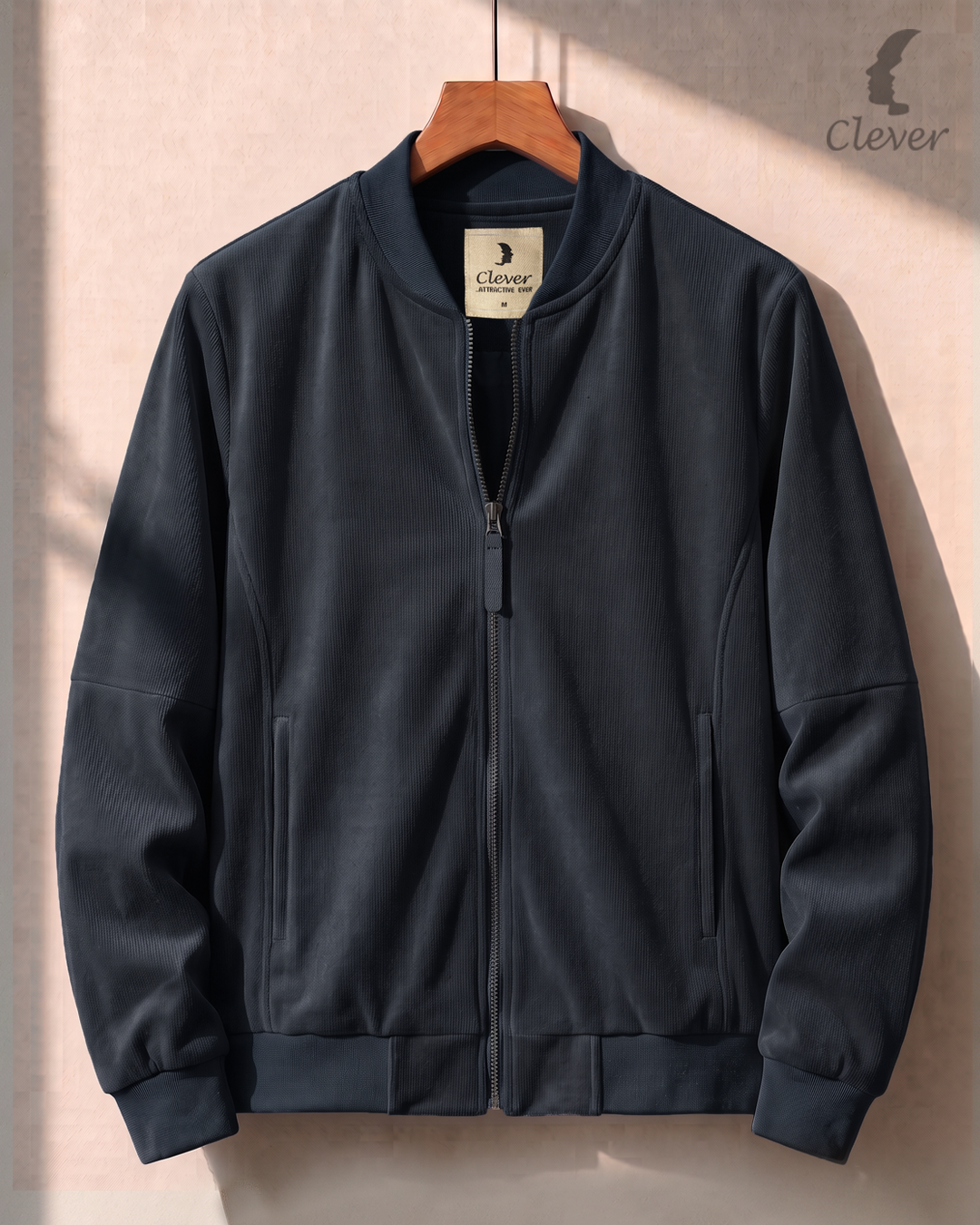 Soft-touch bomber jacket - navy blue