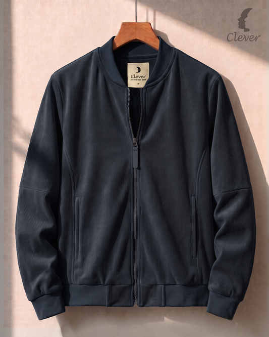 Soft-touch bomber jacket - navy blue