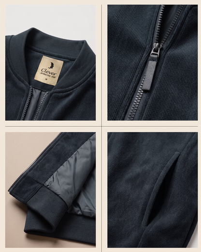 Soft-touch bomber jacket - navy blue