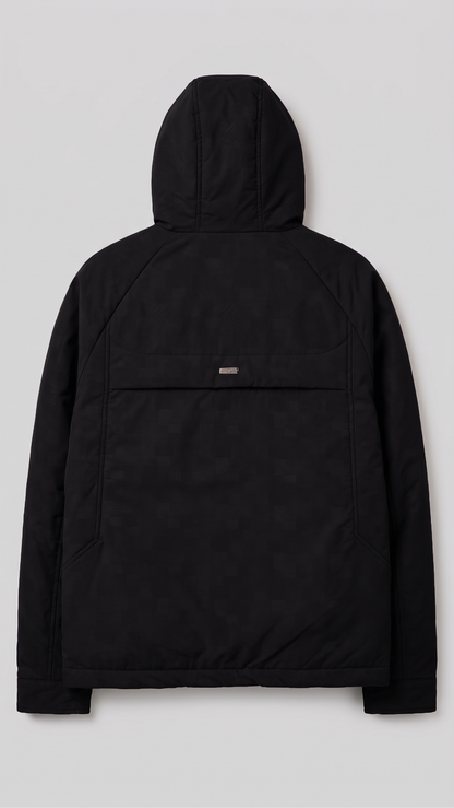 Hooded jacket with fine fabric - black