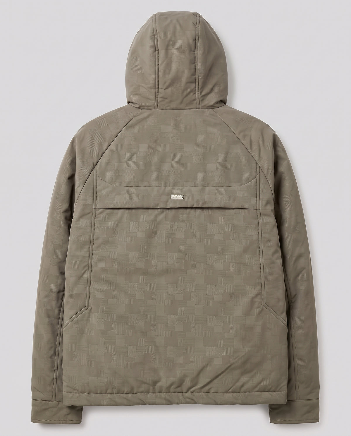 Hooded jacket with fine fabric -Khaki