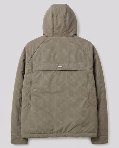 Hooded jacket with fine fabric -Khaki
