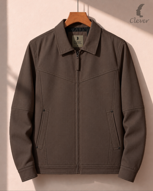 Classic padded jacket with a folded collar - brown