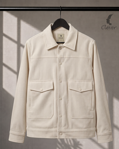 relaxed-Fit Ribbed Corduroy Jacket Off-White / Cream