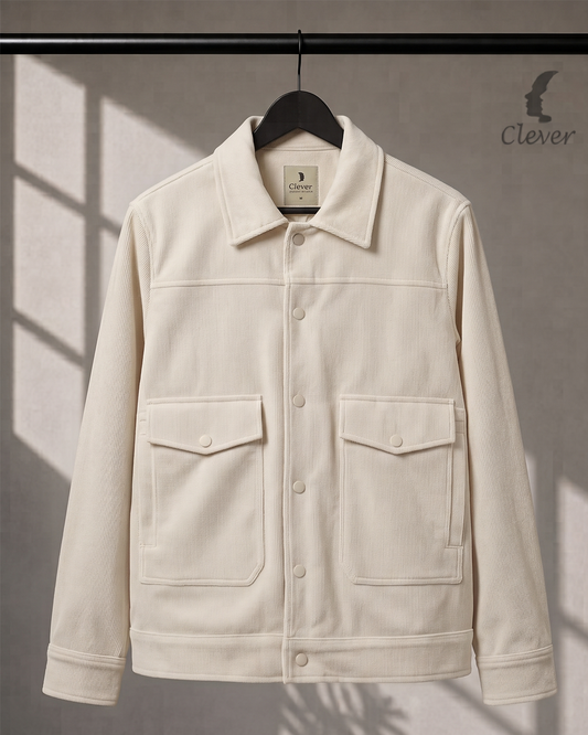 relaxed-Fit Ribbed Corduroy Jacket Off-White / Cream