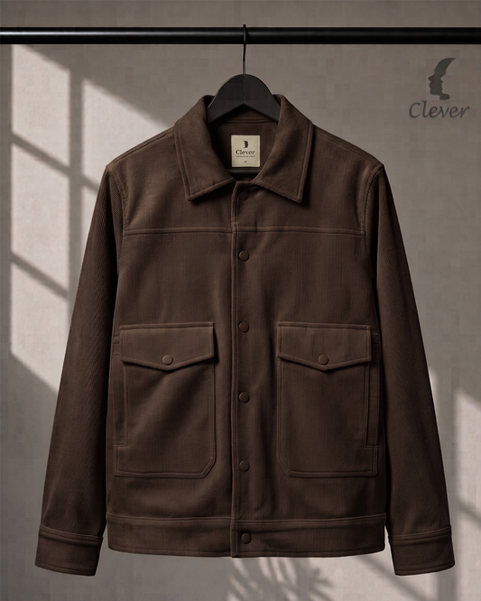Relaxed-Fit Ribbed Corduroy Jacket-Chocolate Brown / Deep Mocha