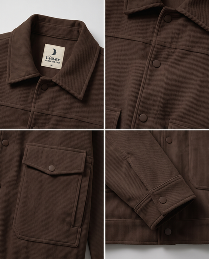 Relaxed-Fit Ribbed Corduroy Jacket-Chocolate Brown / Deep Mocha