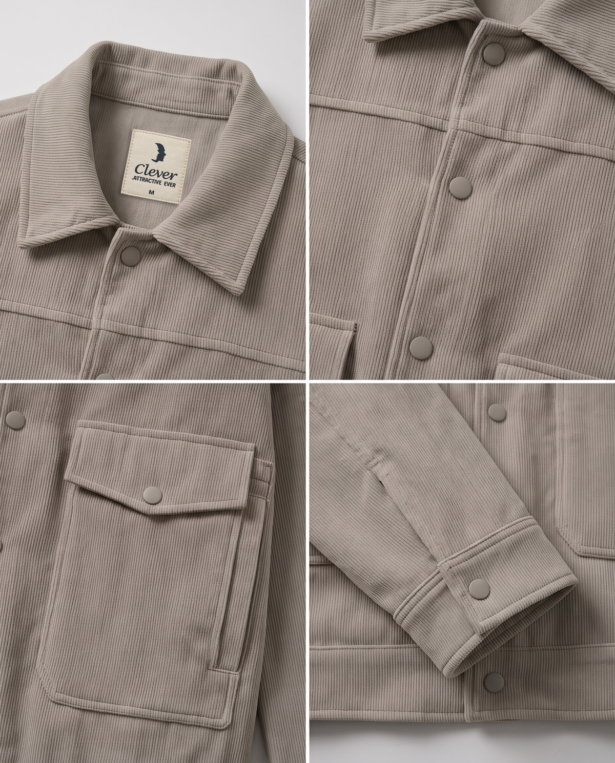 Relaxed-Fit Ribbed Corduroy Jacket-Light Greige / Warm Stone