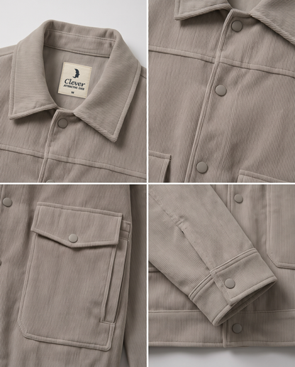 Relaxed-Fit Ribbed Corduroy Jacket-Light Greige / Warm Stone