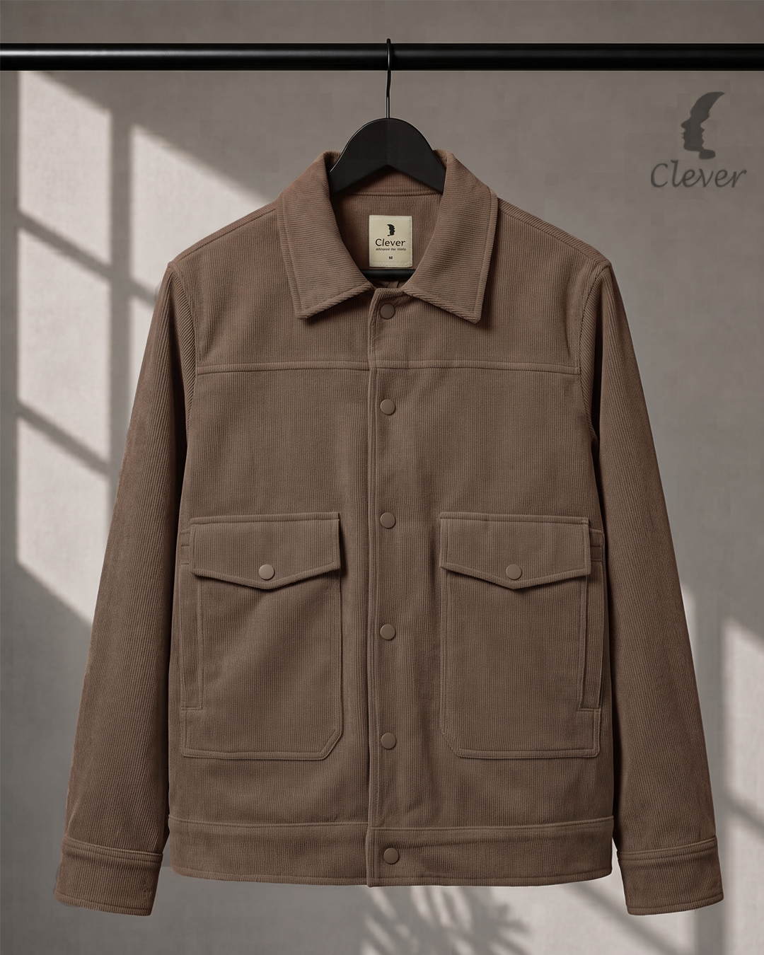 Relaxed-Fit Ribbed Corduroy Jacket-Taupe Brown / Muted Mocha