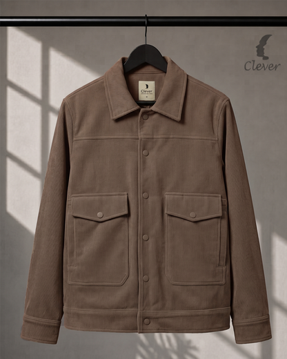 Relaxed-Fit Ribbed Corduroy Jacket-Taupe Brown / Muted Mocha