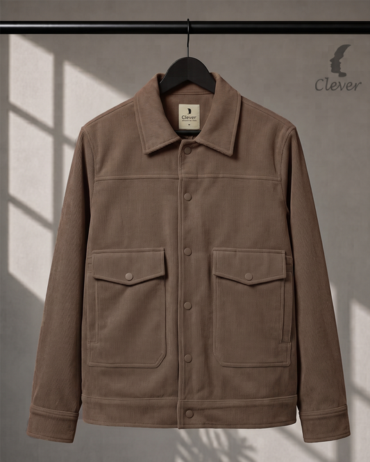 Relaxed-Fit Ribbed Corduroy Jacket-Taupe Brown / Muted Mocha