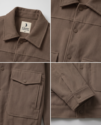 Relaxed-Fit Ribbed Corduroy Jacket-Taupe Brown / Muted Mocha