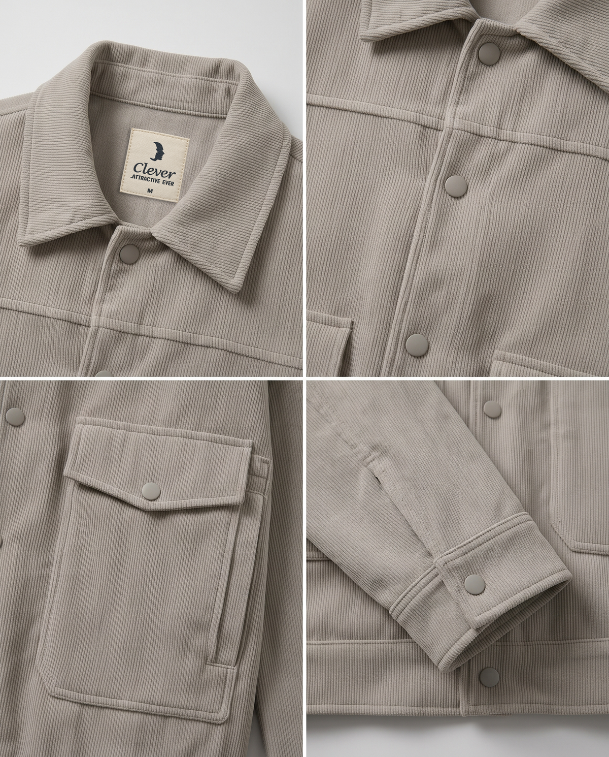 Relaxed-Fit Ribbed Corduroy Jacket-Light Grey / Cement