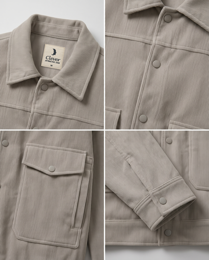 Relaxed-Fit Ribbed Corduroy Jacket-Light Grey / Cement