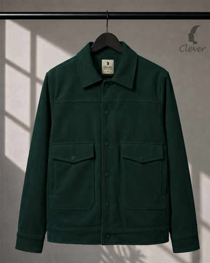 Relaxed-Fit Ribbed Corduroy Jacket-Forest Green / Dark Pine
