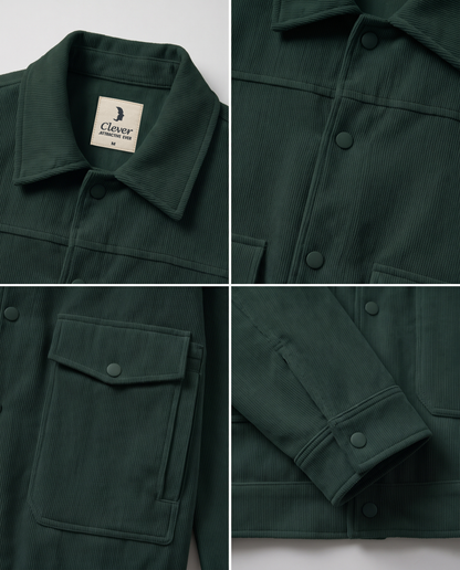 Relaxed-Fit Ribbed Corduroy Jacket-Forest Green / Dark Pine