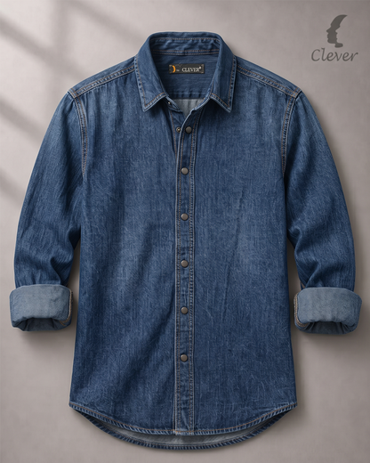 Classic Denim Long-Sleeve Shirt - Medium Blue