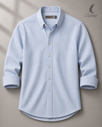 Blue Classic Button-Down Stripe  Cotton Shirt