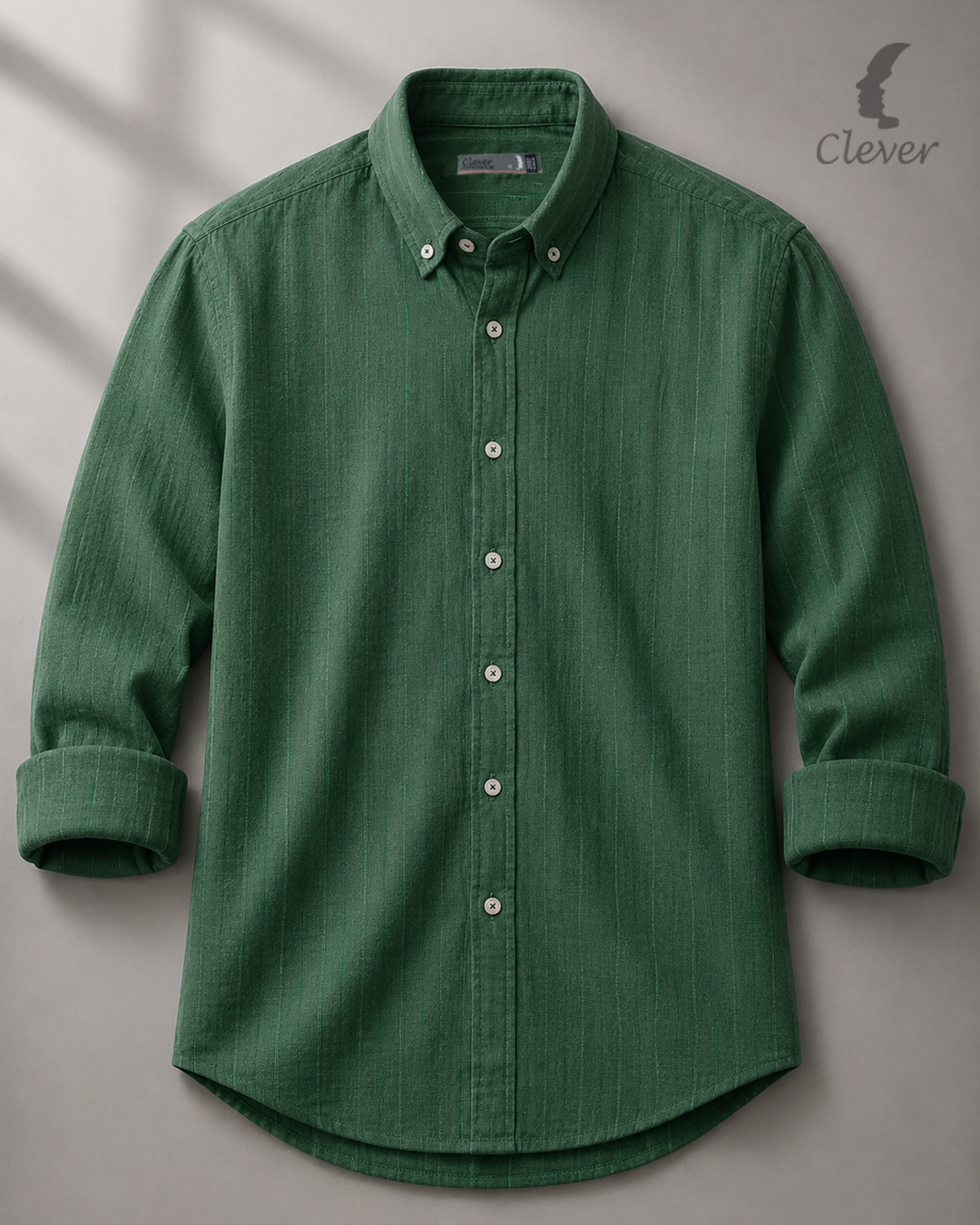 Green Checkered Long Sleeve Cotton Piqué Shirt