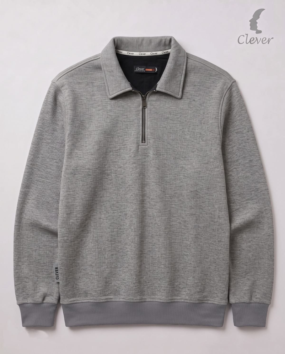 Padded pullover with collar and short zipper - iron