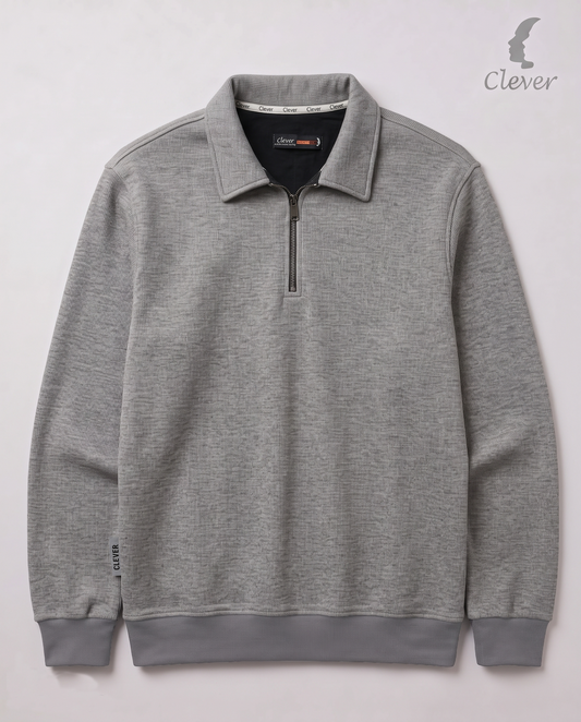 Padded pullover with collar and short zipper - iron