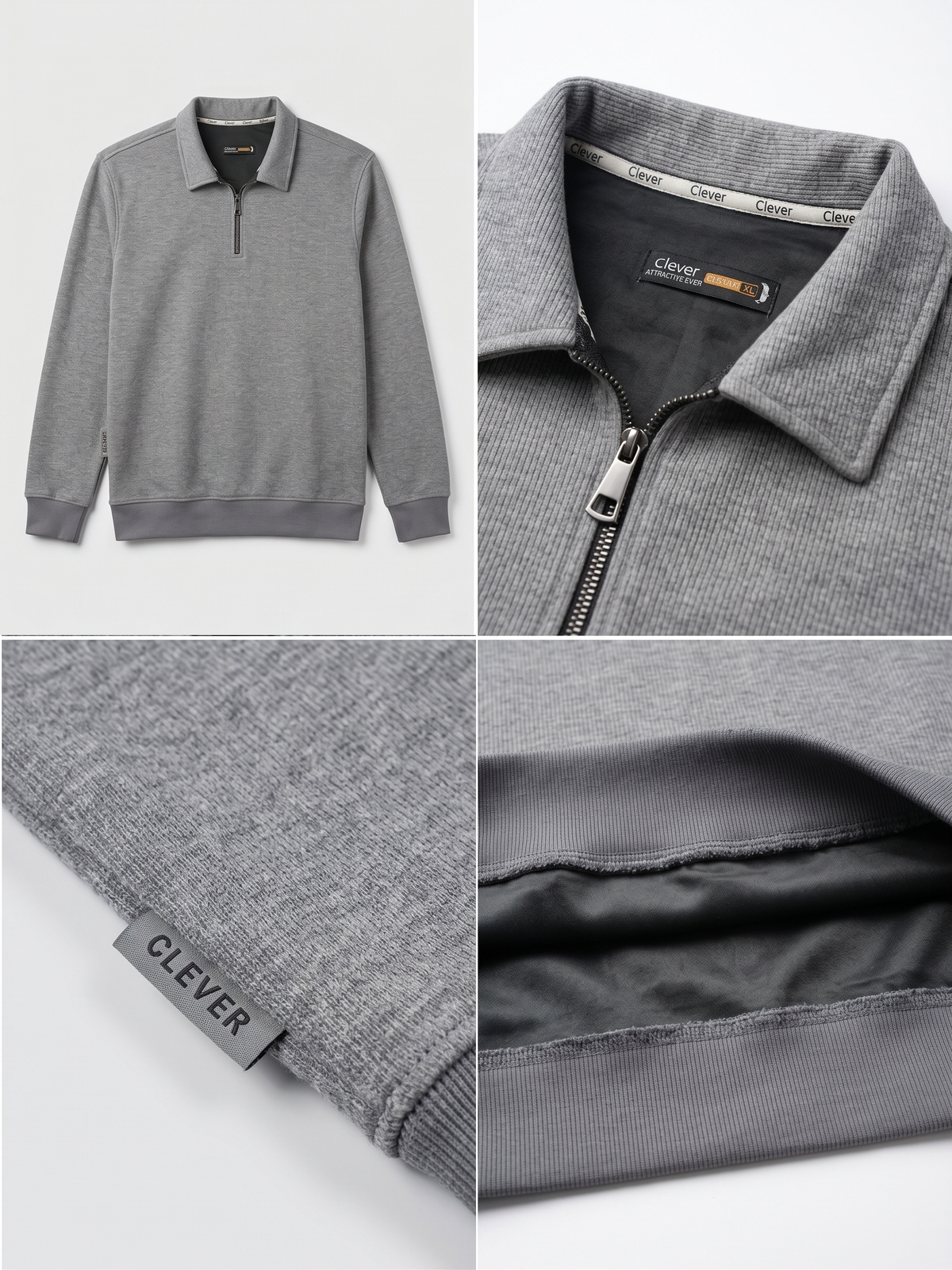 Padded pullover with collar and short zipper - iron