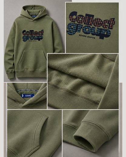 "Collect Group" graphic print hoodie - olive green