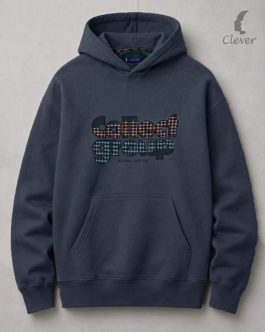 Men's Graphic Print Hoodie - Dark Slate Grey