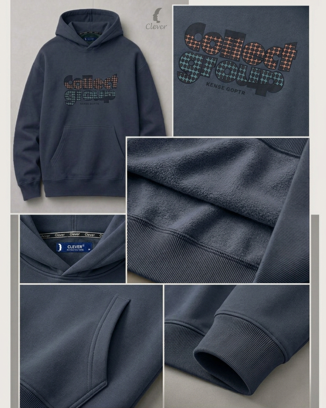 Men's Graphic Print Hoodie - Dark Slate Grey