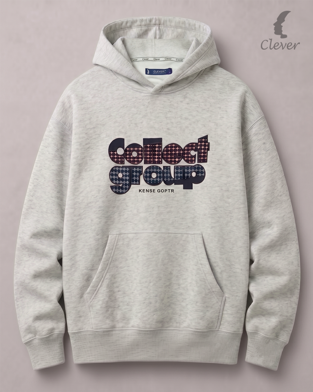 "Collect Group" graphic print hoodie - light grey (melange)