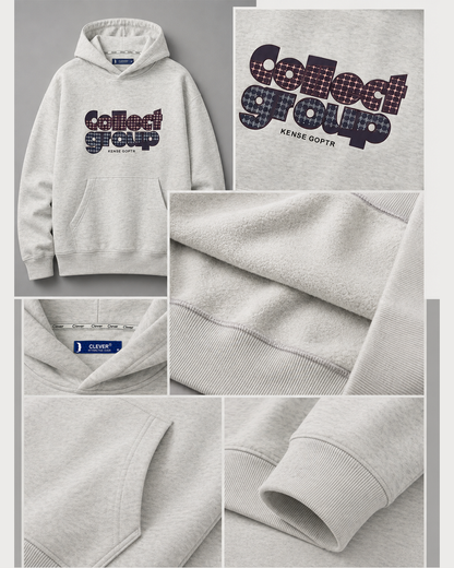 "Collect Group" graphic print hoodie - light grey (melange)
