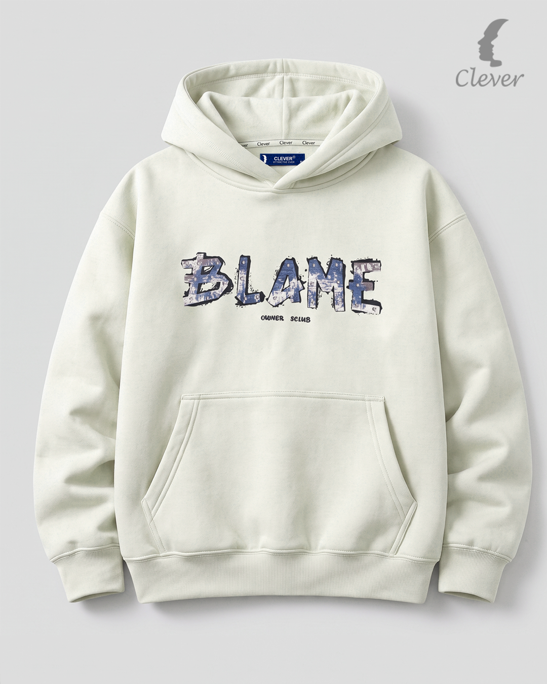 "BLAME" Art Print Hoodie - Off White