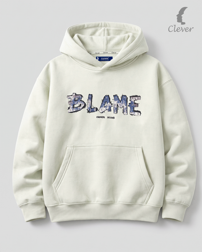 "BLAME" Art Print Hoodie - Off White