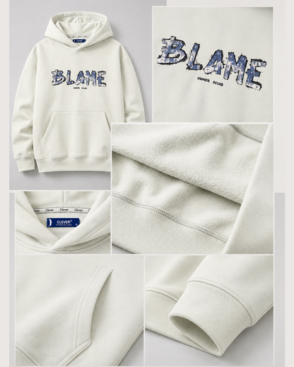 "BLAME" Art Print Hoodie - Off White