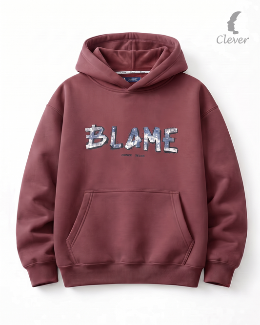 "BLAME" Art Print Hoodie - red