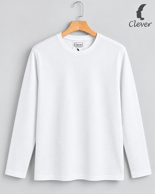 Classic Waffle-Weave Long-Sleeve T-Shirt - White