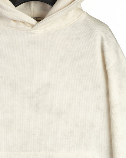 Beige Acid Wash Cotton Hoodie