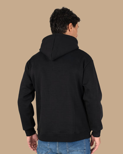 Black Knitted Cotton Hoodie