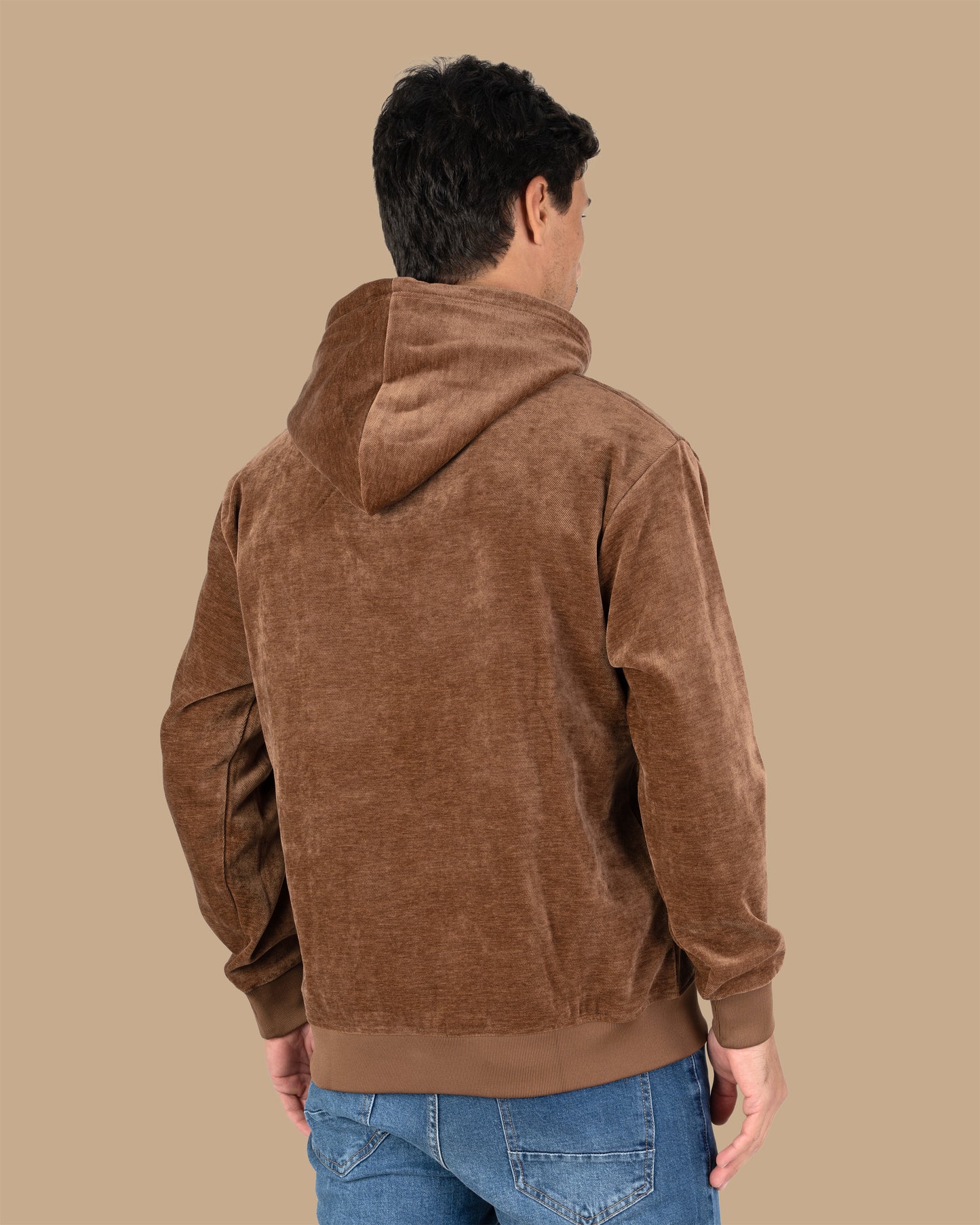 Camel Plain Velvet Hoodie