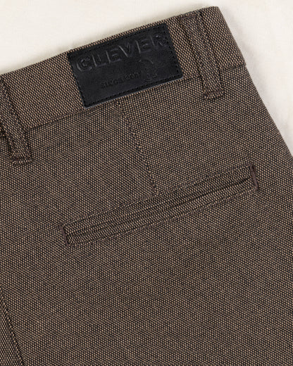Camel Textured Classic Slim-Fit  Pants