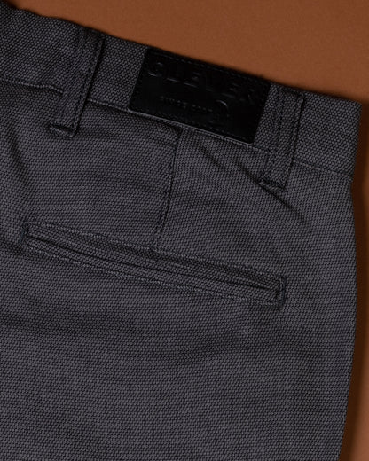 Grey Textured Classic Slim-Fit  Pants