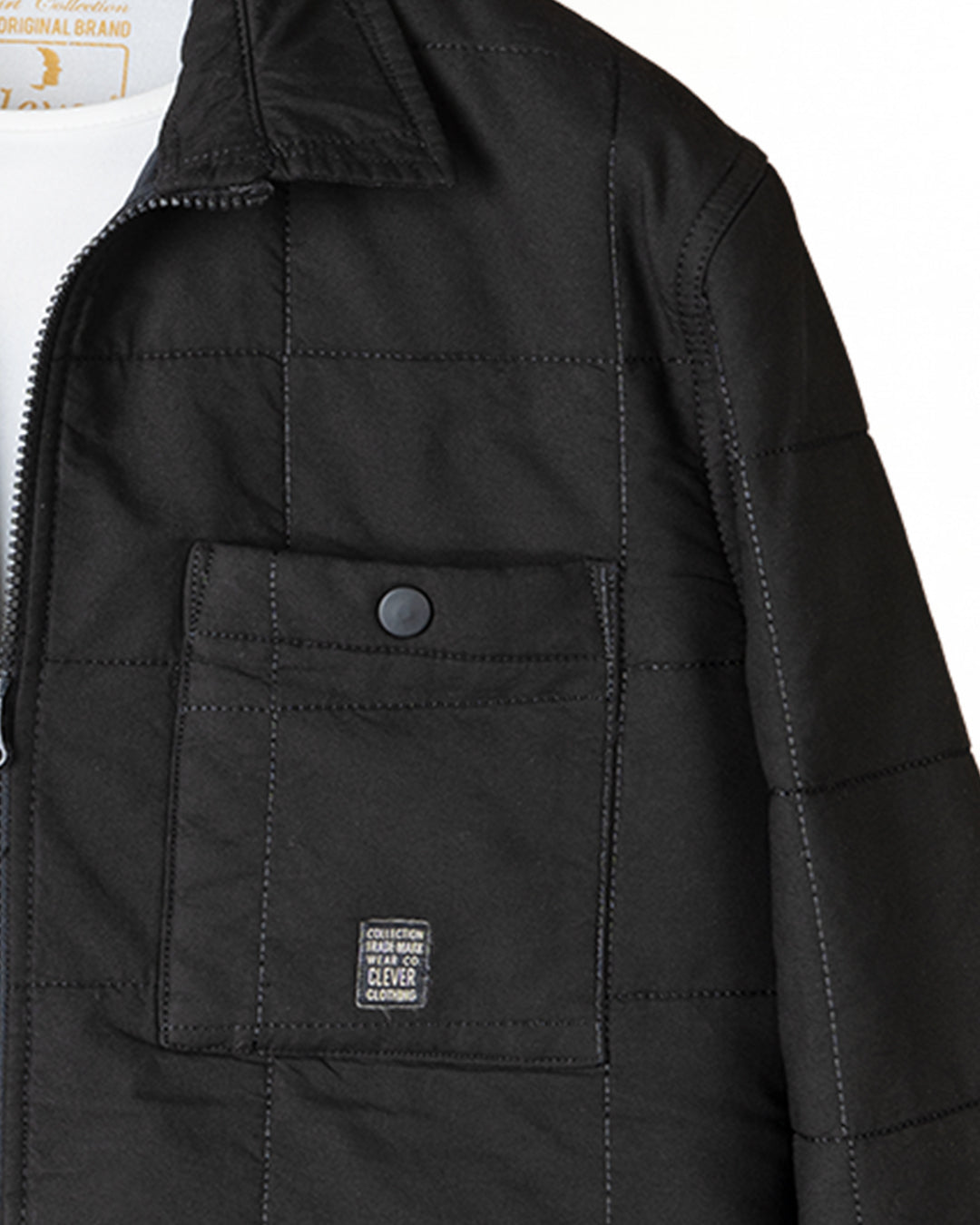 Black Gabardine Quilted Jacket