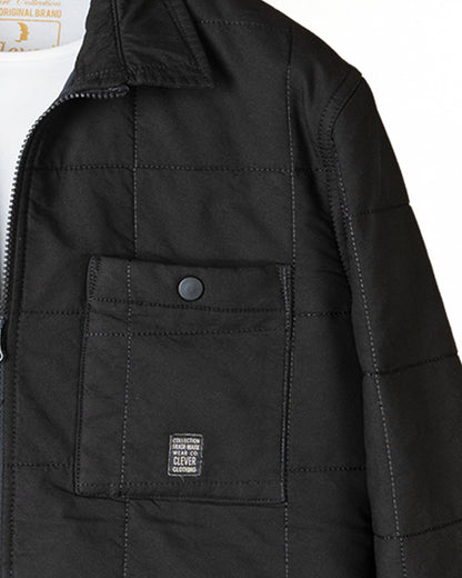 Black Gabardine Quilted Jacket