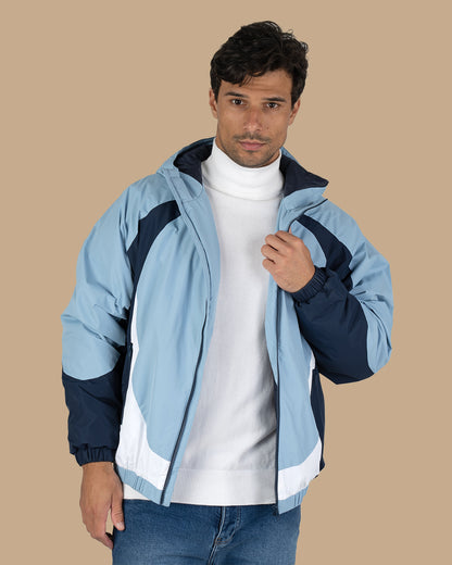 Navy Color-block Sport Waterproof Jacket