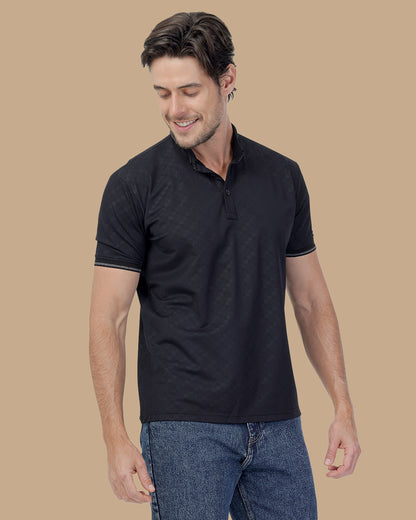 Black Cotton Polo Shirt