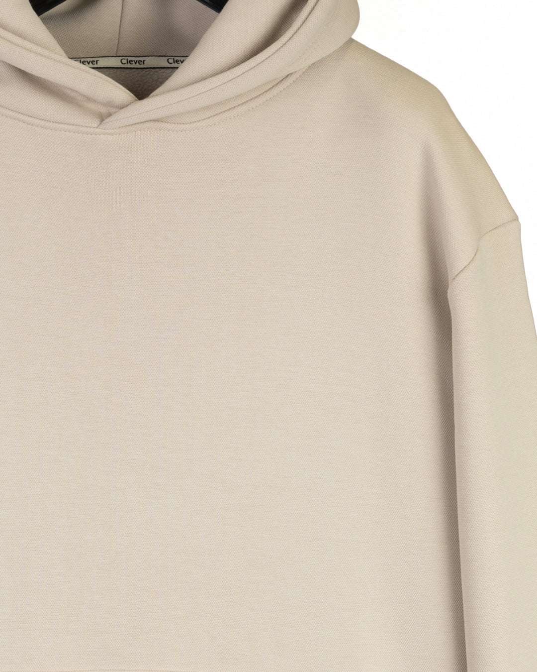 Beige Basic Cotton Hoodie