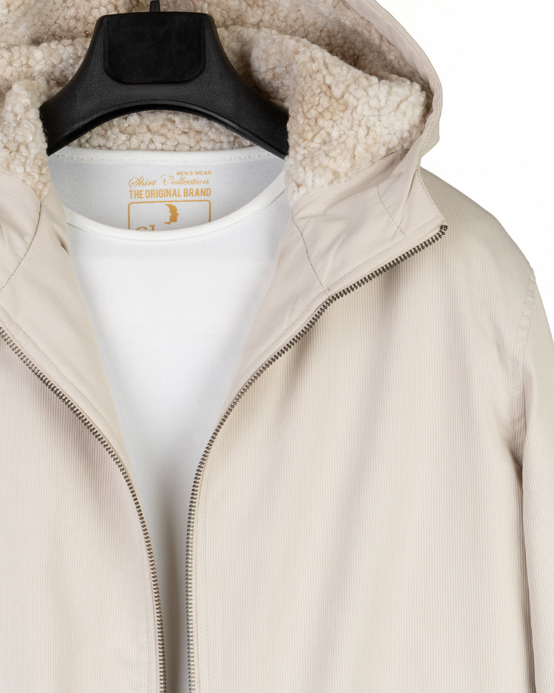 Beige Gabardine Winter Jacket with Fur Lining
