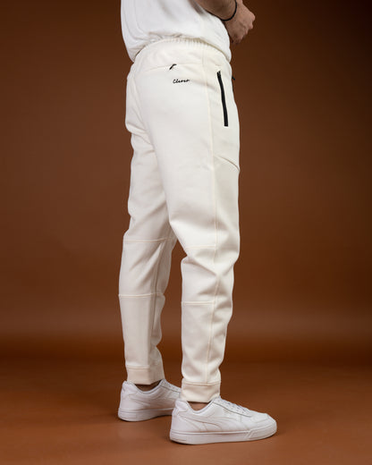Beige Flex Zip-Pocket Cotton Joggers