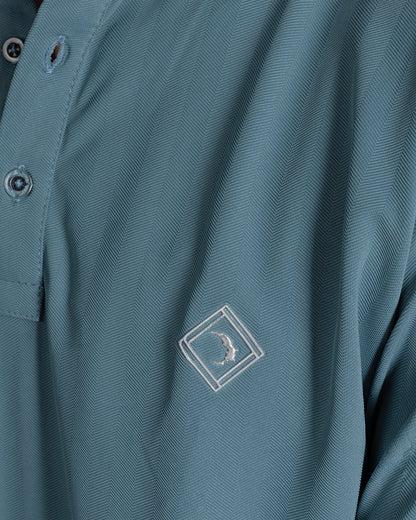 Indigo Cotton Polo Shirt With Button
